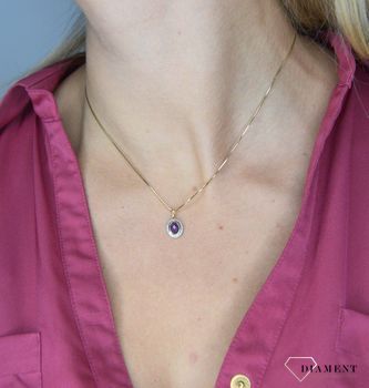 Złota zawieszka 585 DIAMENT ametyst, diamenty 60027177 HSI. Zawieszka DIAMENT złoto, ametyst i diamenty Arenart 60027177 wykonana ze złota próby 585. Zawieszka ze złota próby 585 z ametystem i diamentami  (4).JPG